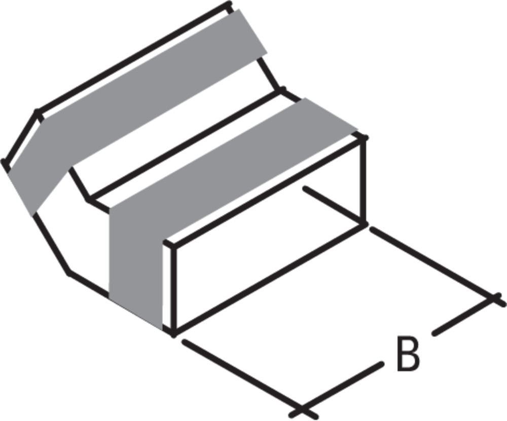 waagerecht Stahl verzinkt Flachkanal Bogen Flachkanalbogen 45° b=180mm 45° 