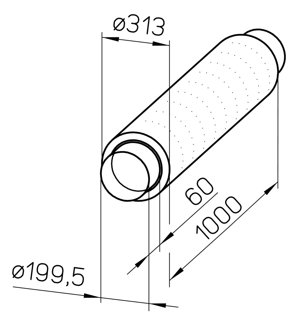 Helios FSD 200, Flexibler Rohrschalldämpfer Länge = 1 m, DN 200 mm ...
