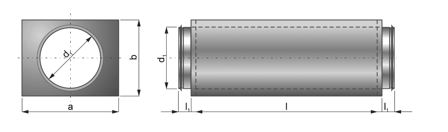 m+a Telefonieschalldämpfer TSDO oval, BxH=1590x300mm, Einbaulänge=1070mm -  Felderer GmbH