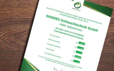 NORRES trägt durch die Teilnahme am Dualen System für die Verwertung von Verpackungen bei „Der Grüne Punkt“ effektiv zur Reduzie…