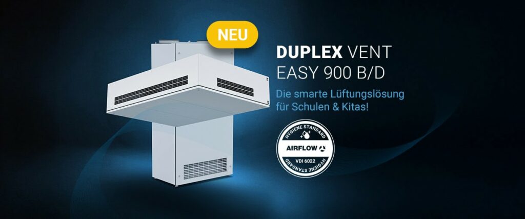 Airflow erweitert DUPLEX Vent Easy Serie um deckenhängendes Lüftungsgerät